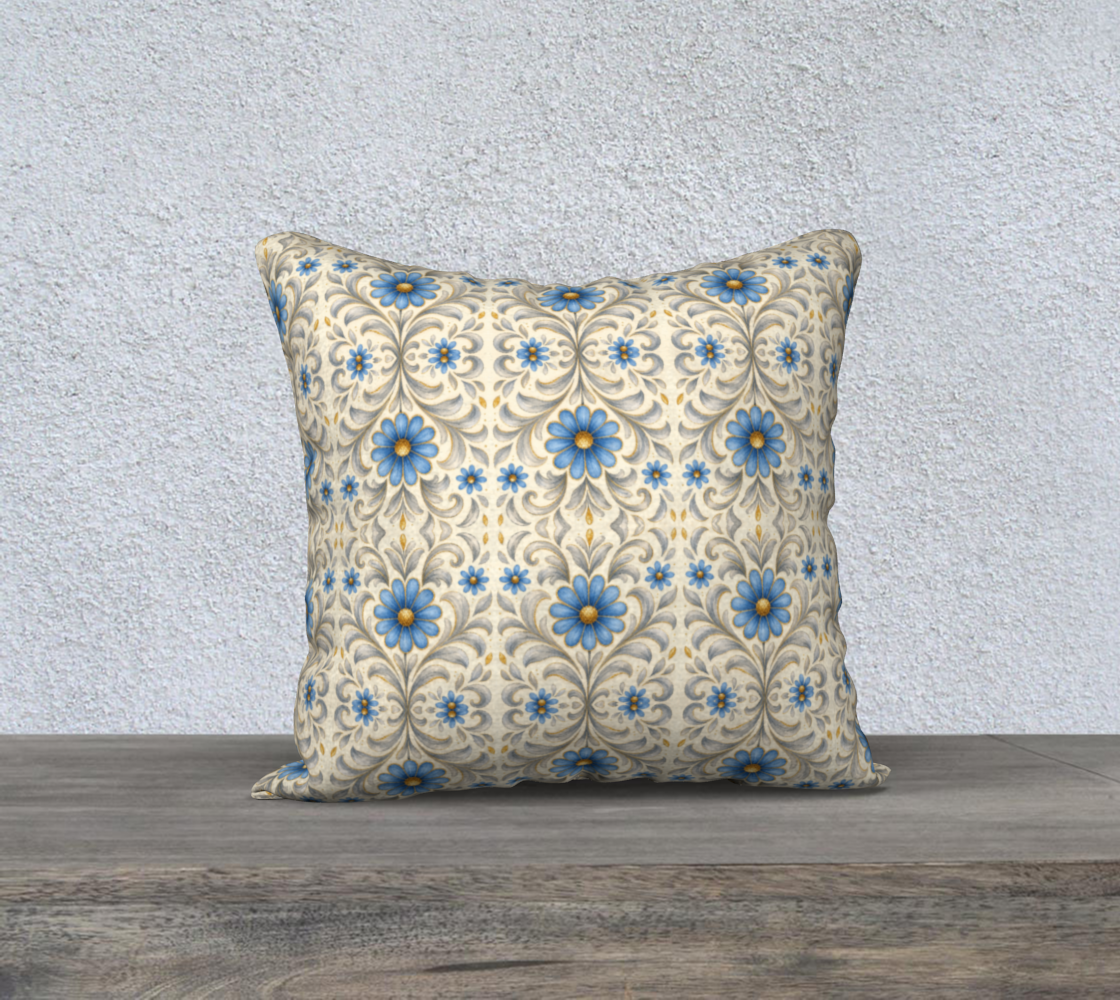 GIlded Azure Bloom 18 x 18 pillow