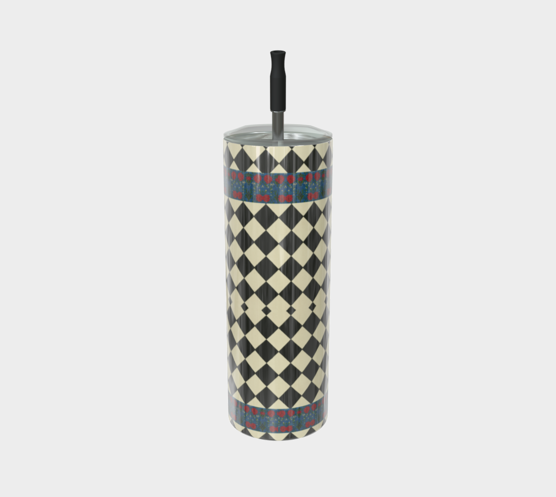 Metro Check Harlequin Blue Water Bottle