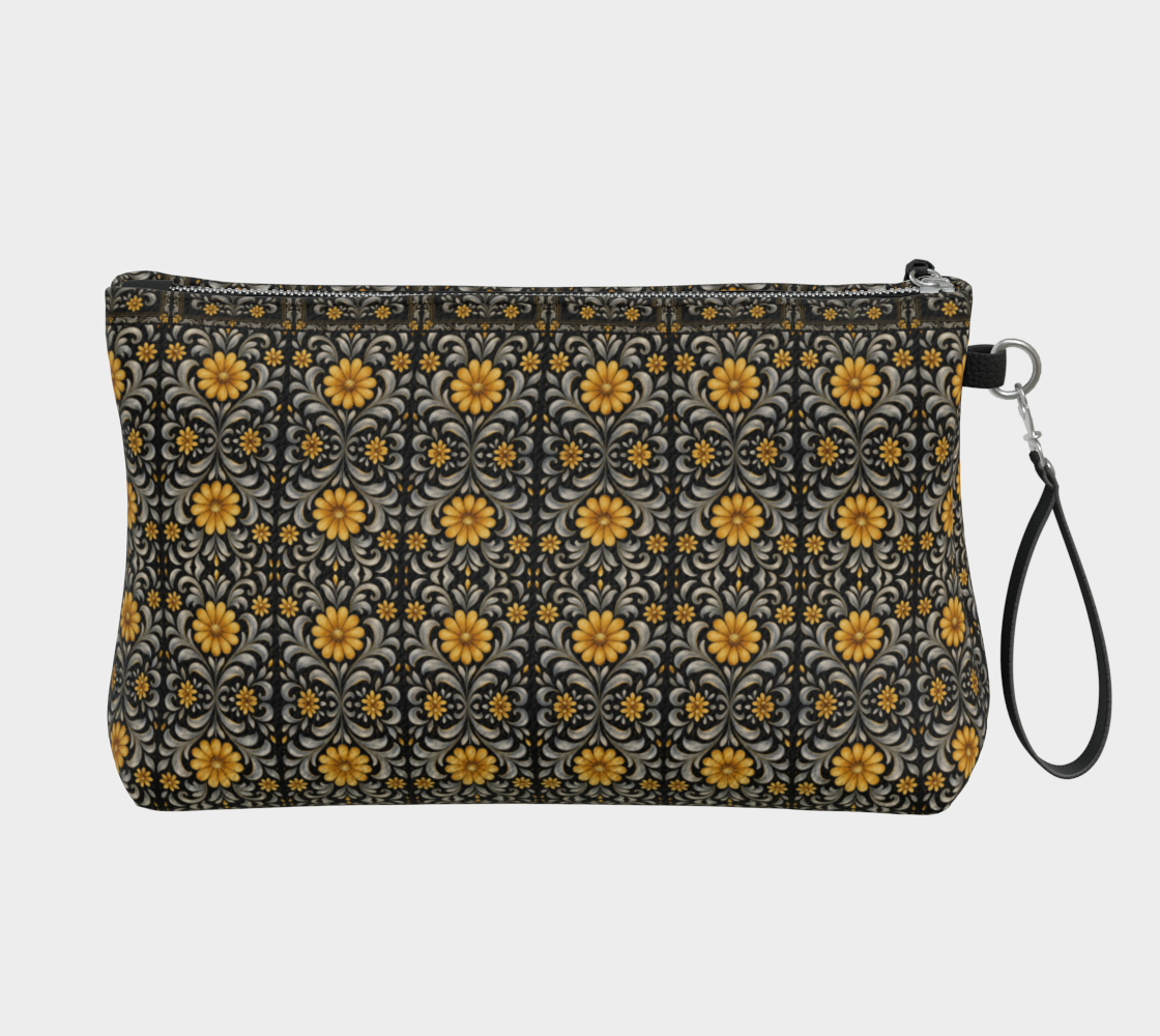 mini print midnight gilded garden clutch