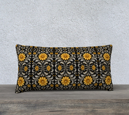 Midnight Silver Garden 24 x 12 pillow