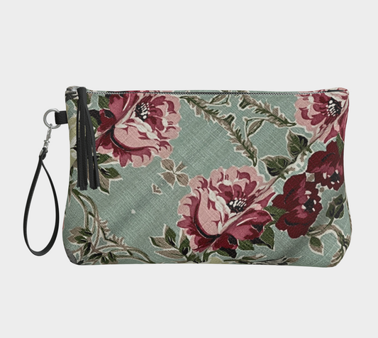 Seafoam Roses Vegan Leather Clutch