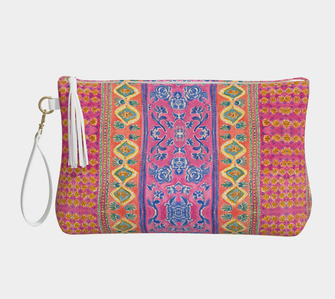 Coral Caravan Vegan Leather Clutch Wristlet