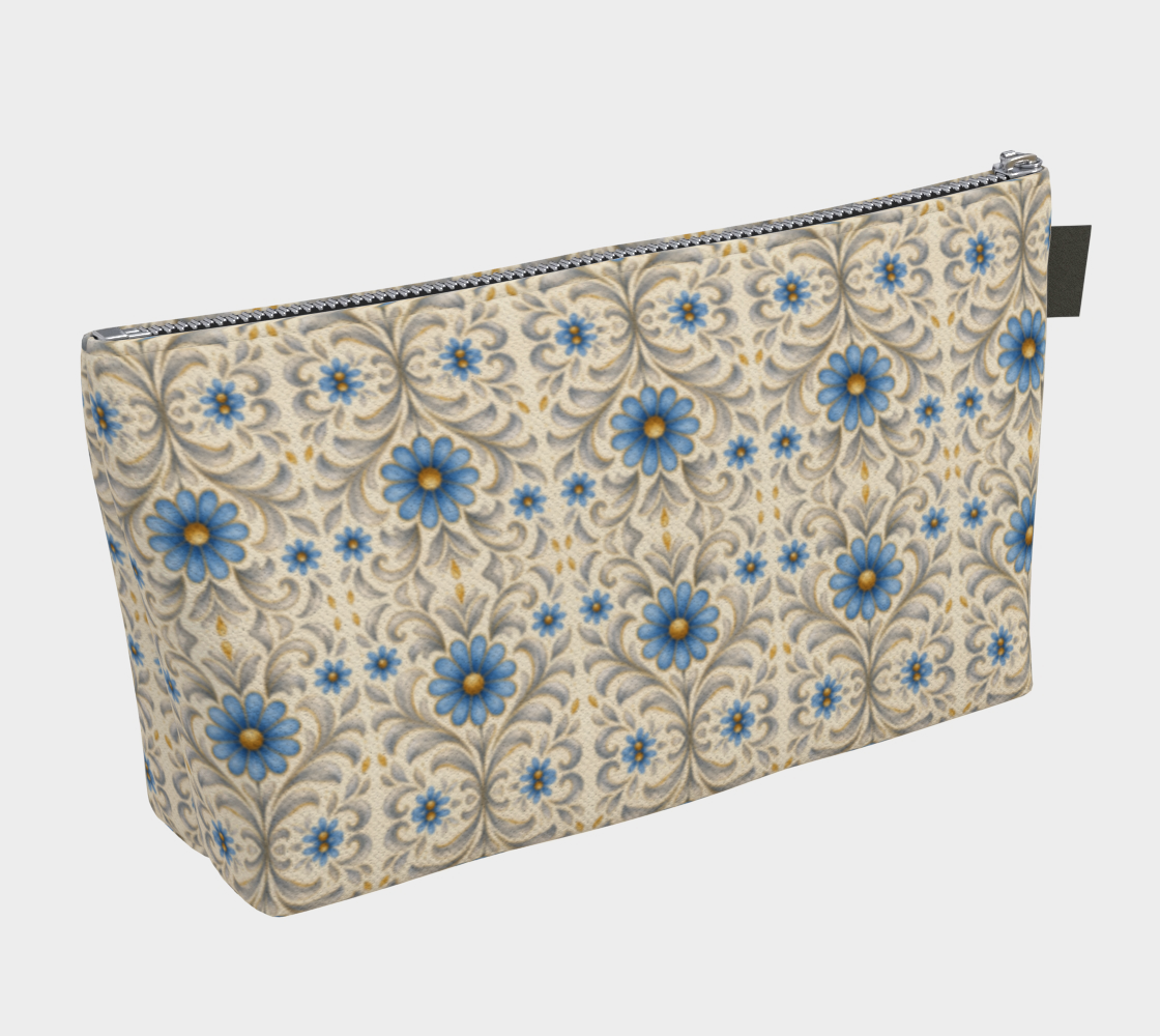 Gilded Azure Bloom makeup bag