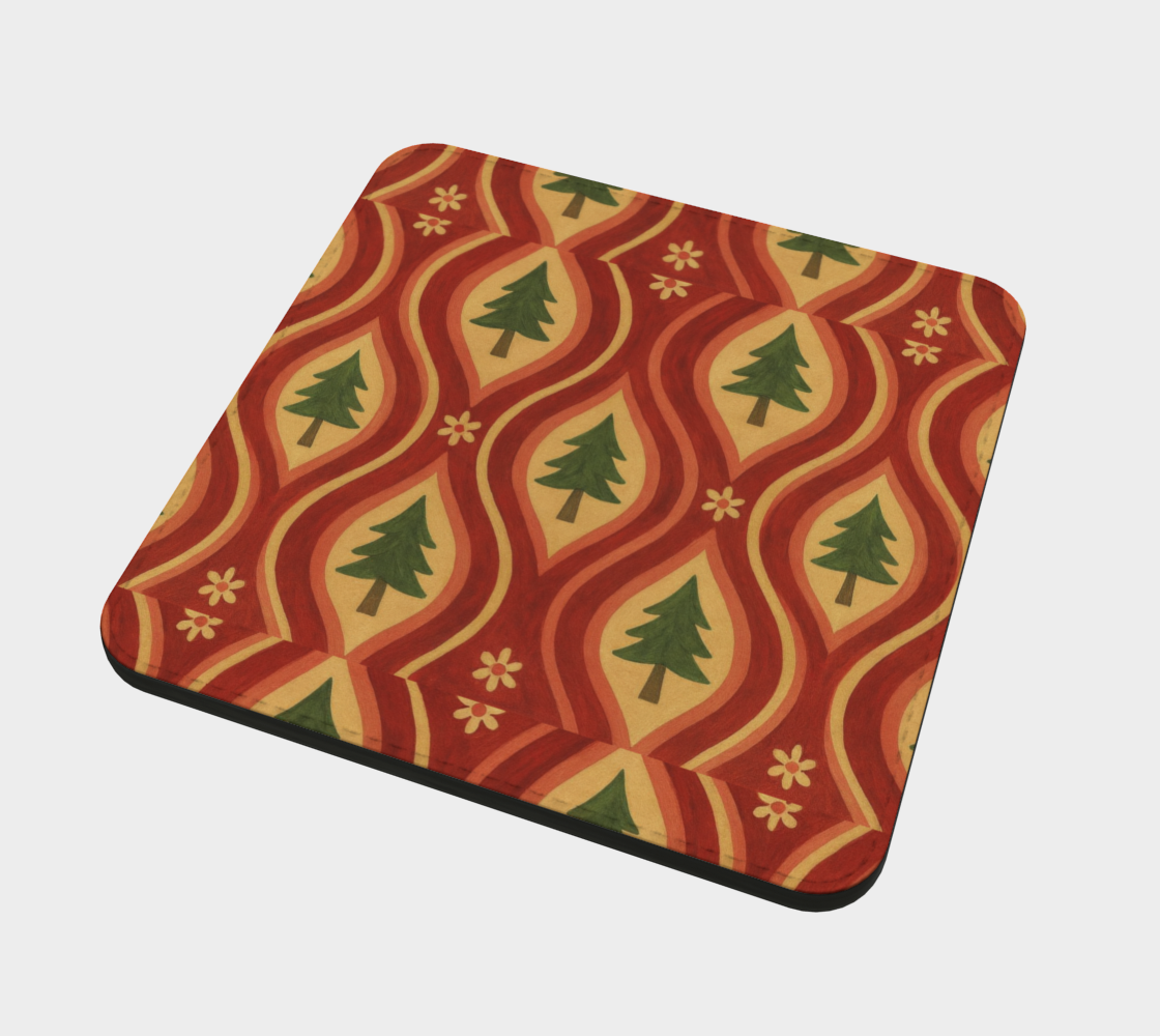 Hearthside Pines xmass trees allover coasters
