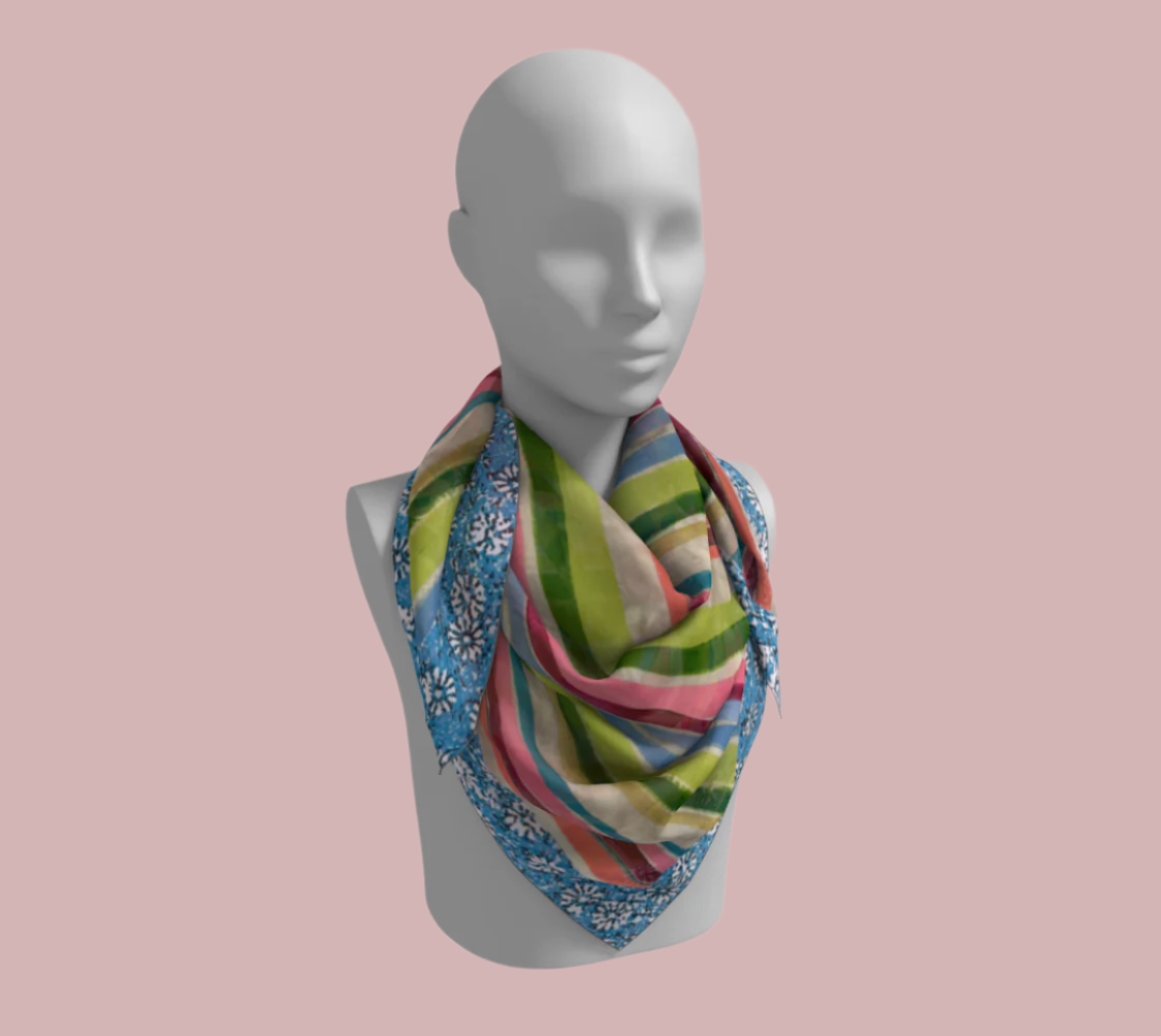 Pinstripe Pop Silk Square Scarf