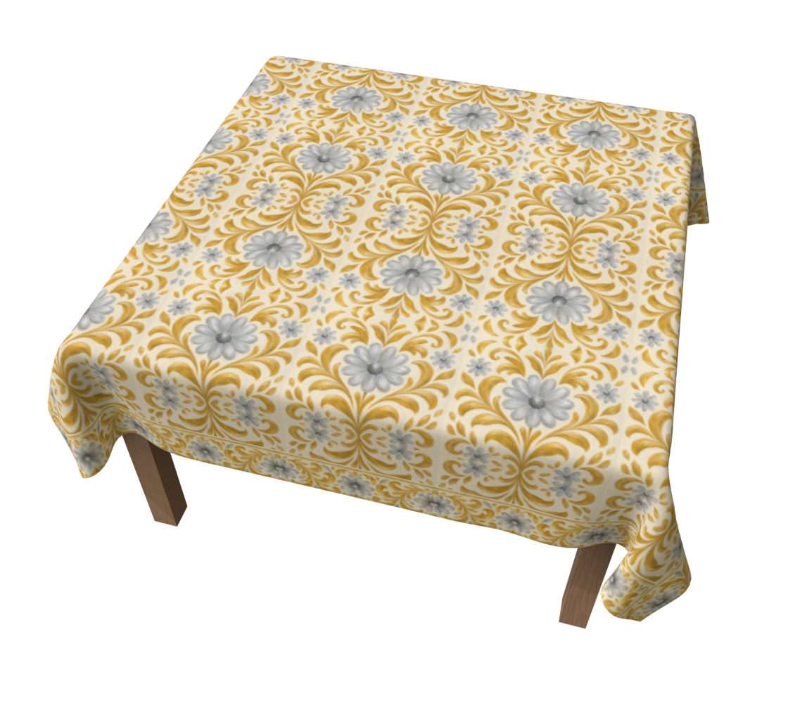 Gilded Garden Damask 60 x 60 WEDDING tablecloth with border