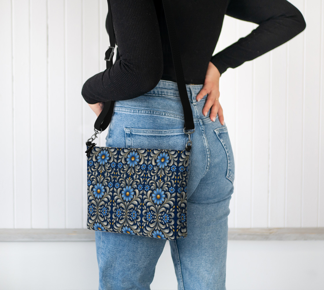 Gilded Navy Azure Bloom crossbody bag