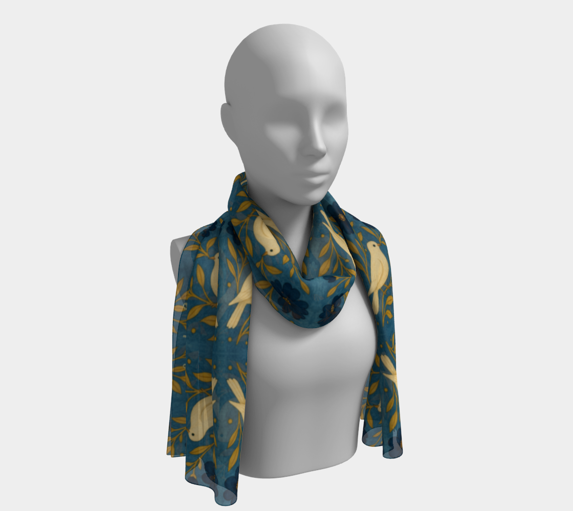 Doves of Peace Long Silk Scarf