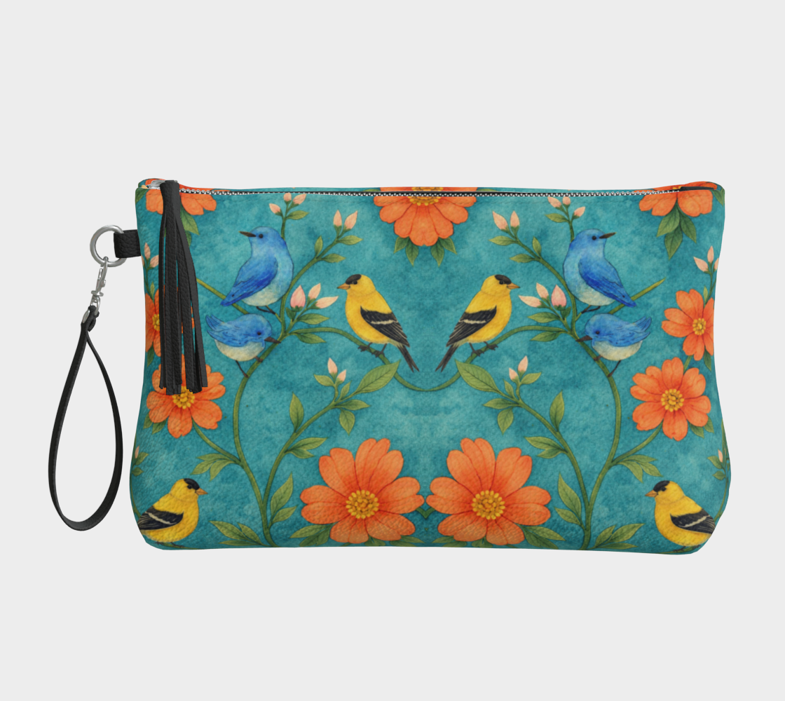 Island Songbird Garden Vegan Leather Clutch Wristlet