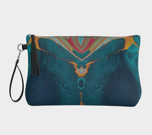 Gilded Peacock Feather Vegan Clutch Bag