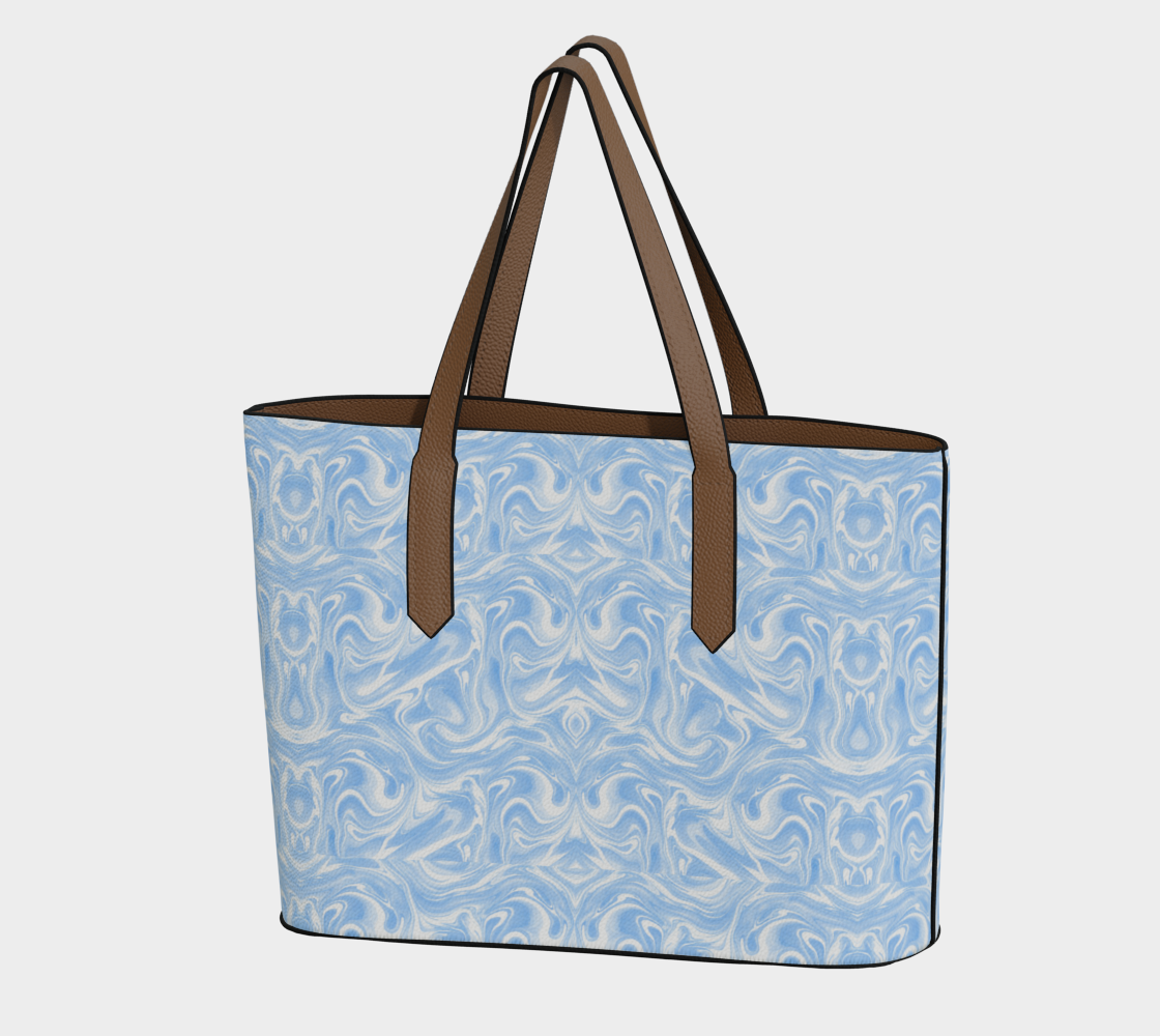 Blue Sky Swirl Vegan Leather Tote Bag