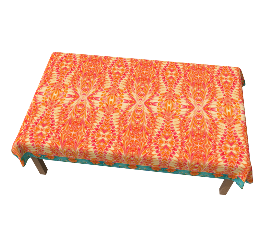 Tangerine Swirl with Border 60 x 90 Tablecloth