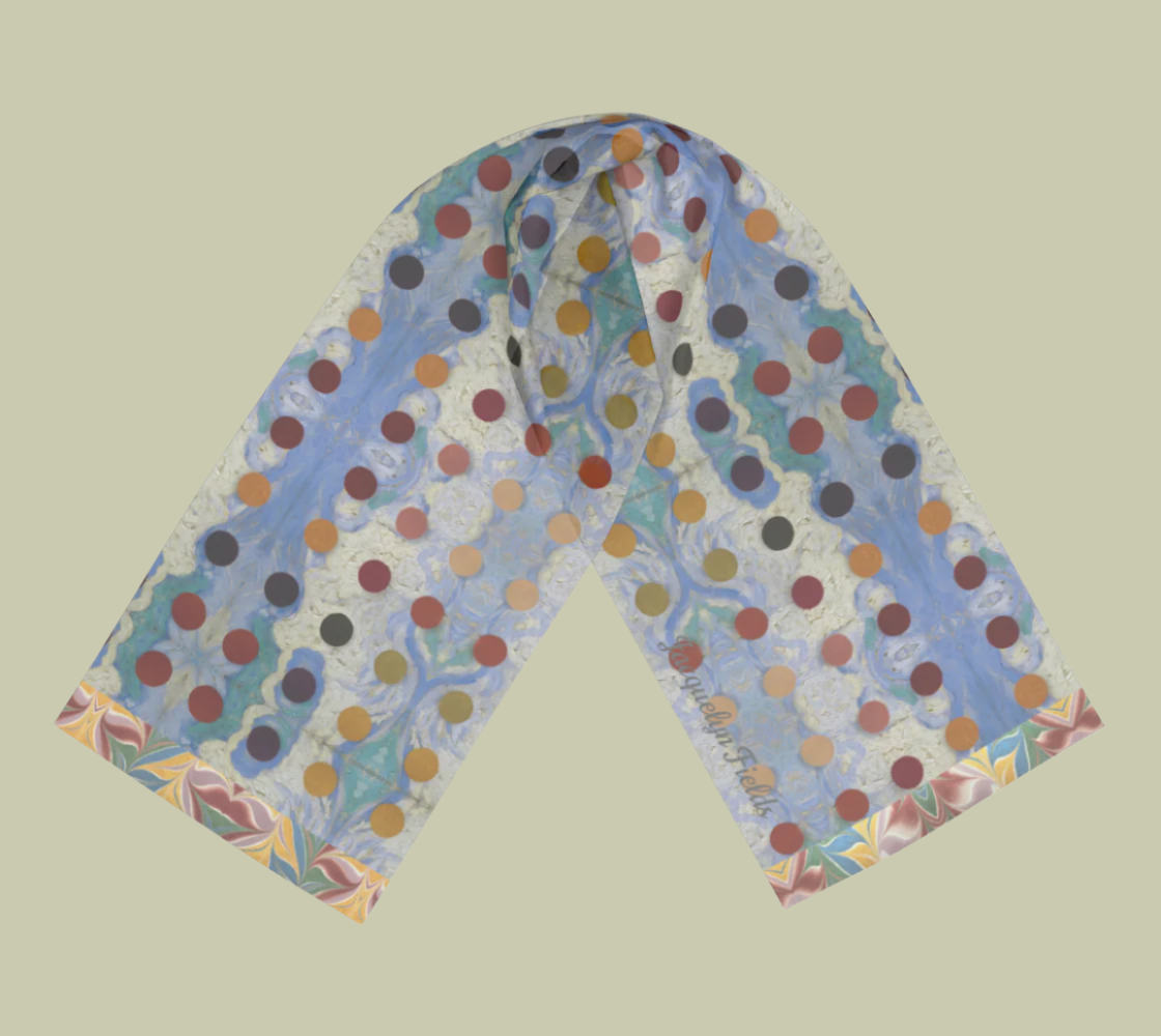 Blue Skies Long Silk Scarf