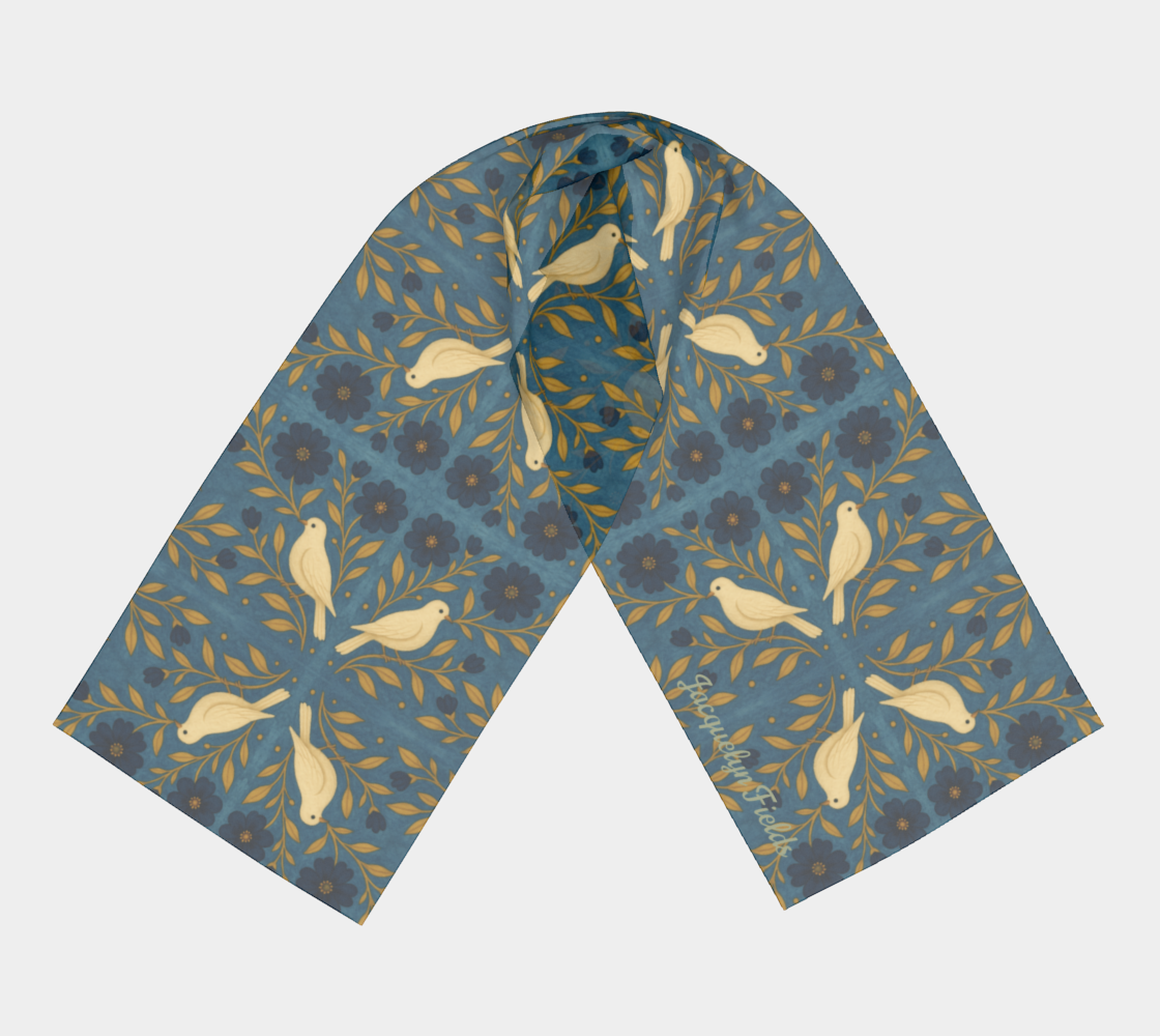 Doves of Peace Long Silk Scarf