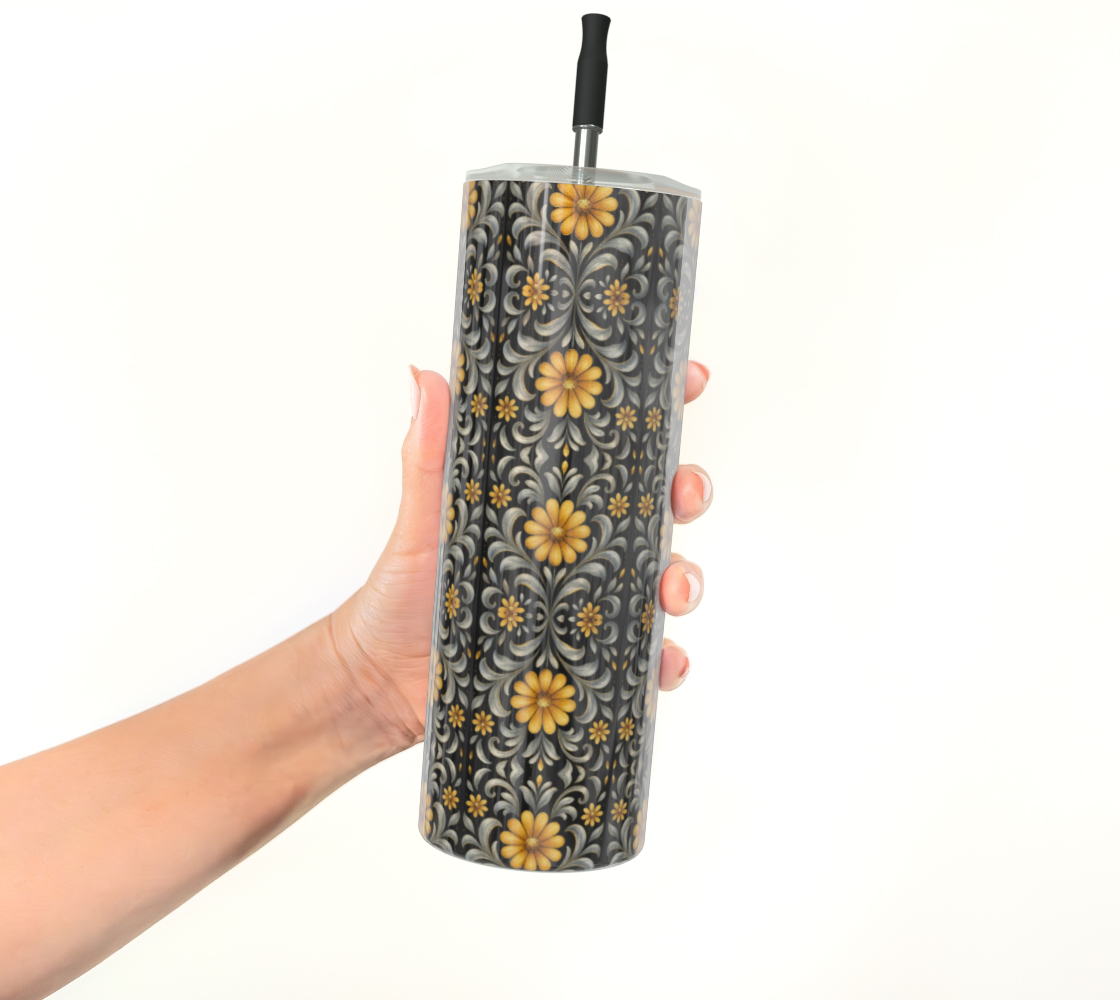 Midnight Silver Garden tumbler