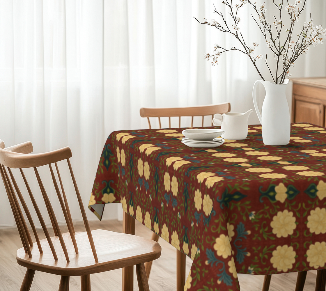 Imperial Peonies Cranberry 60 x 60 Tablecloth