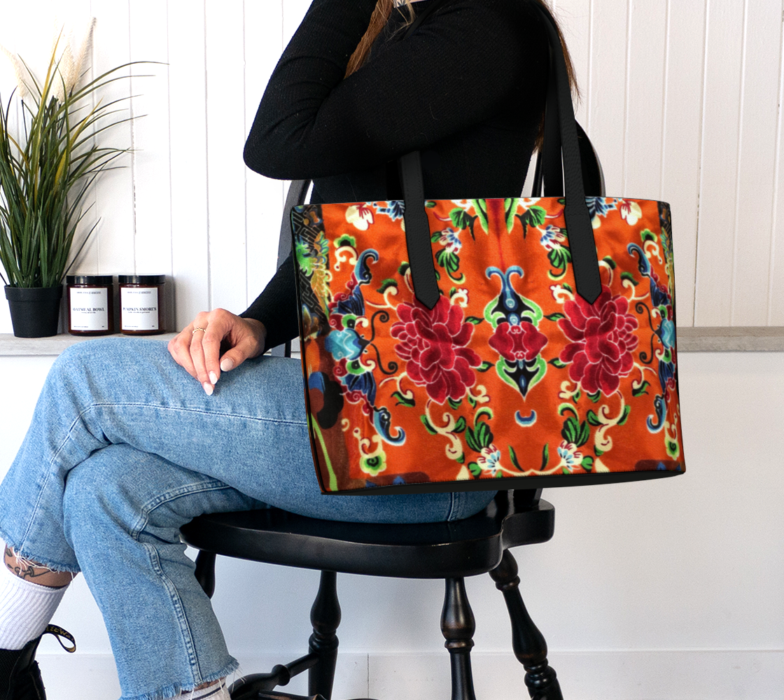 Jade and Flame Vegan Leather Tote Bag