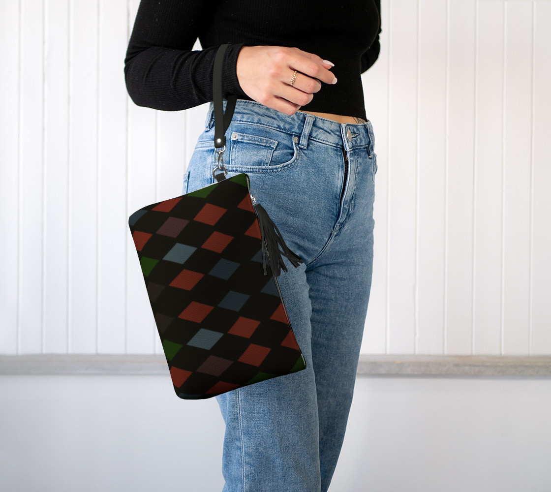 Holiday Harlequin Vegan Leather Clutch Wristlet