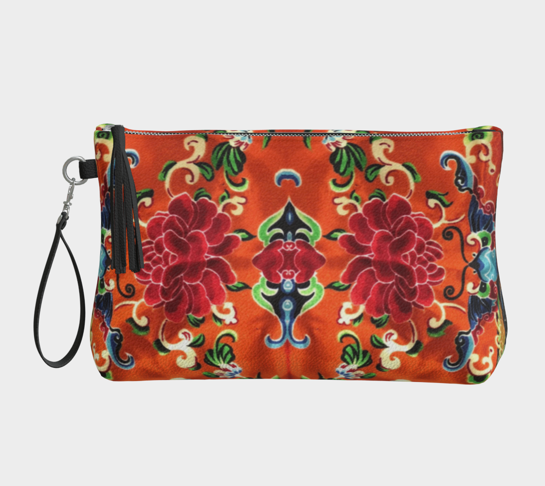 Jade and Flame Vegan Leather Clutch Wristlet