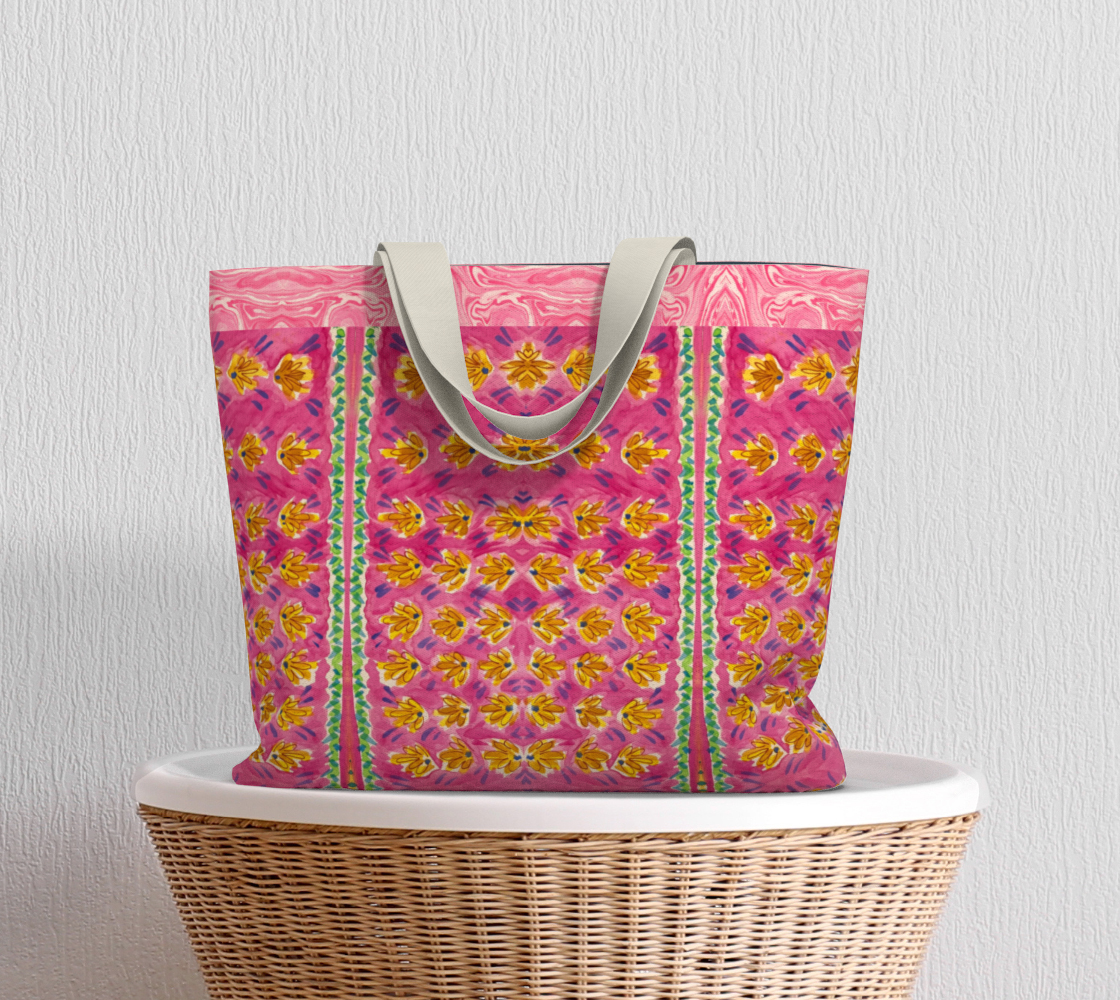 Pink Botanique with Border Canvas Tote