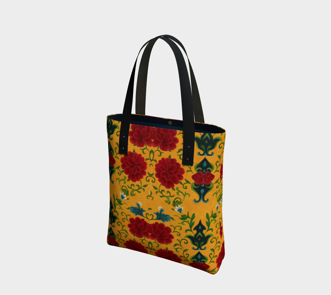 Marquesa Floral Golden Market Tote Bag