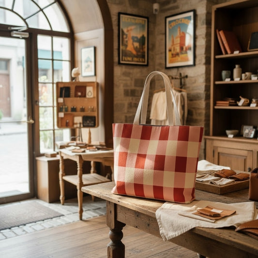 Red Gingham Tote Bag
