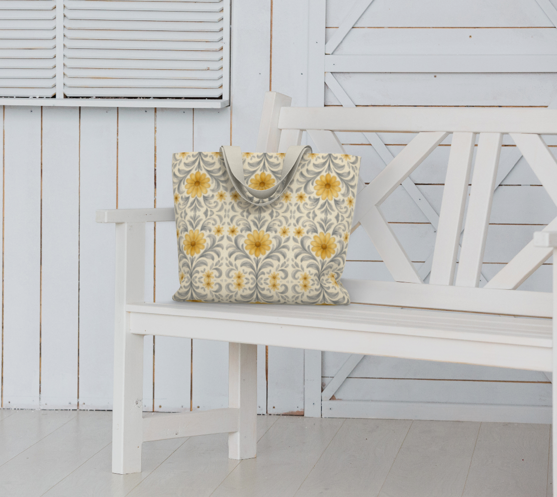 Silver Garden Large Canvas Tote