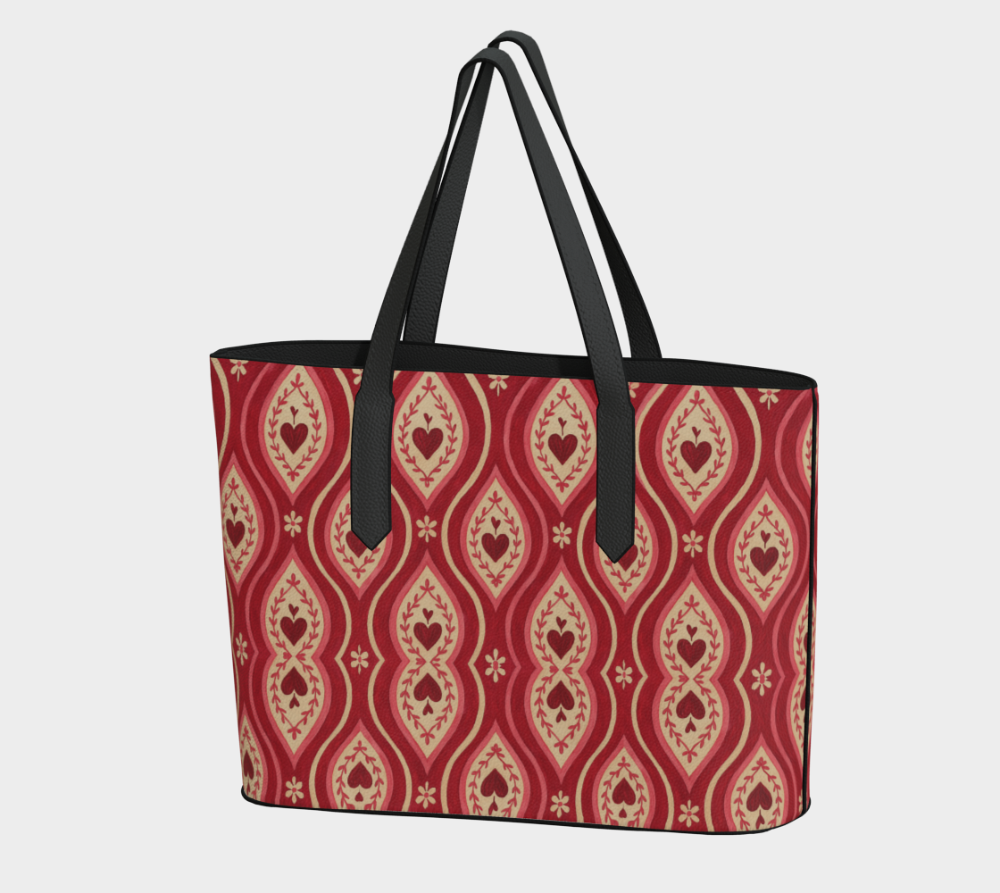 Red Hearts Ikat Vegan Leather Tote