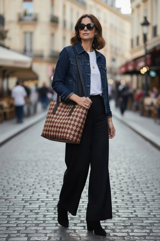 Cranberry Mini Harlequin Vegan Leather Tote Bag