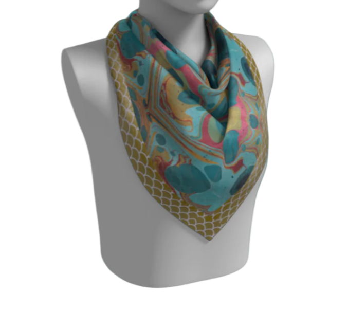 Gilded Currents Butterfly Silk Square Scarf
