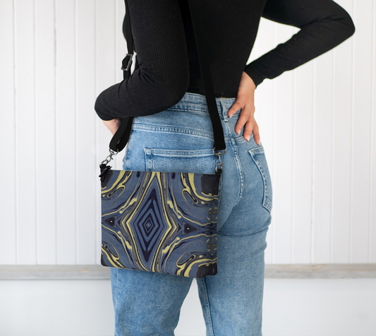 Mendocino Blues Diamond Vegan Leather Crossbody Purse