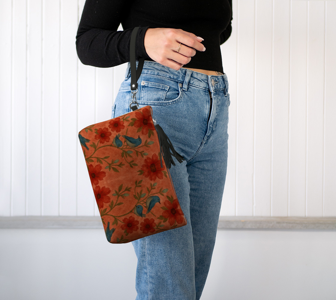Songbird Bloom Terracotta Clutch Wristlet