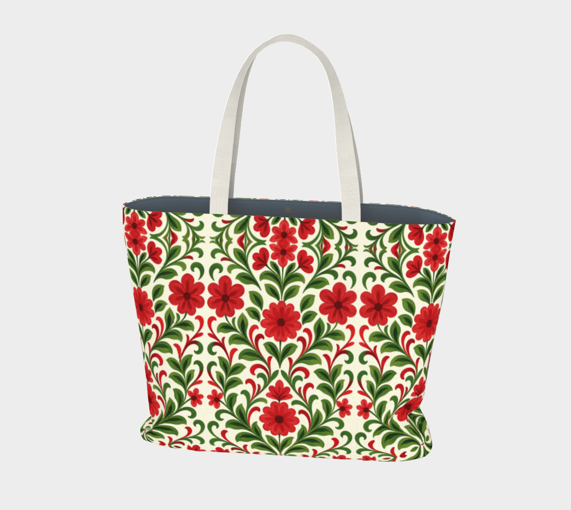 French Country Noel large canvas tote bag