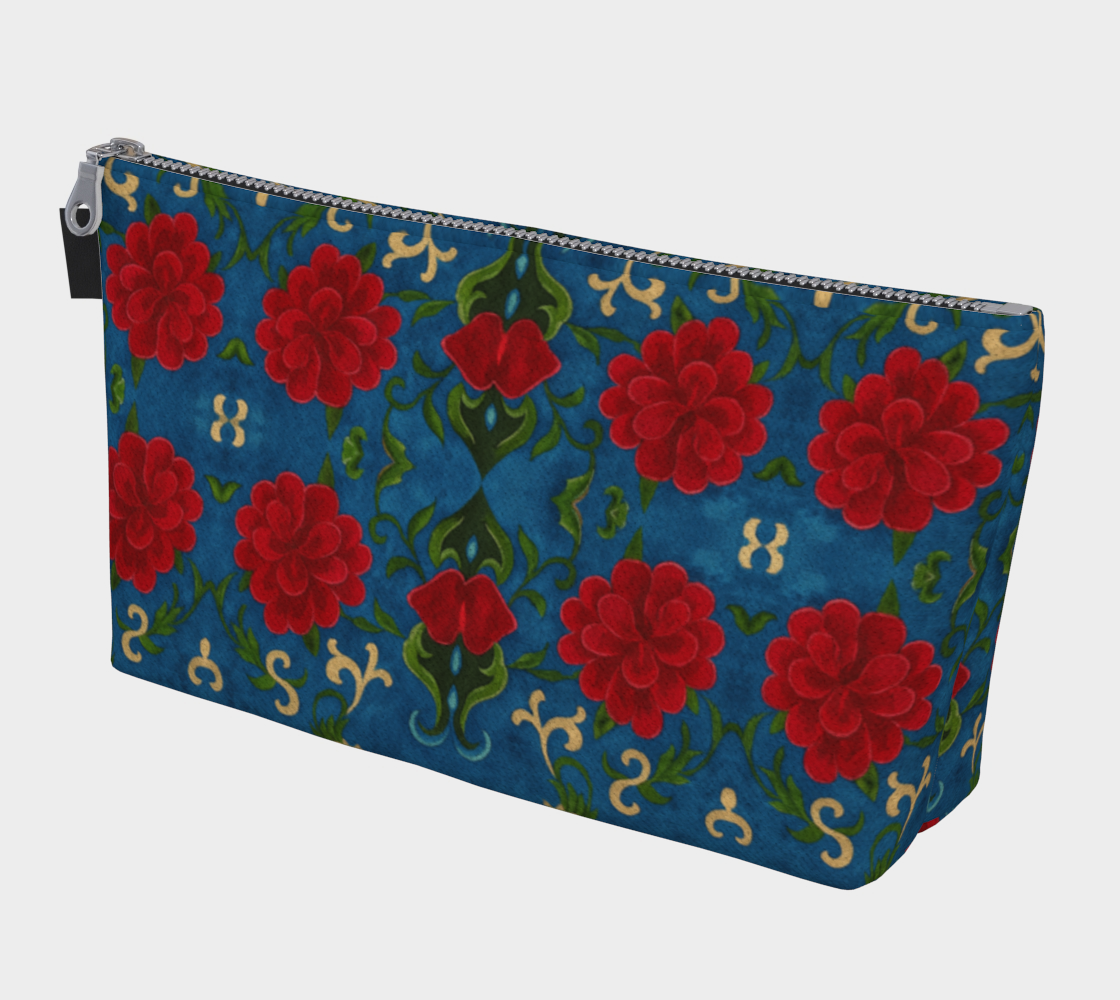 Imperial Peonies Sapphire Makeup Bag