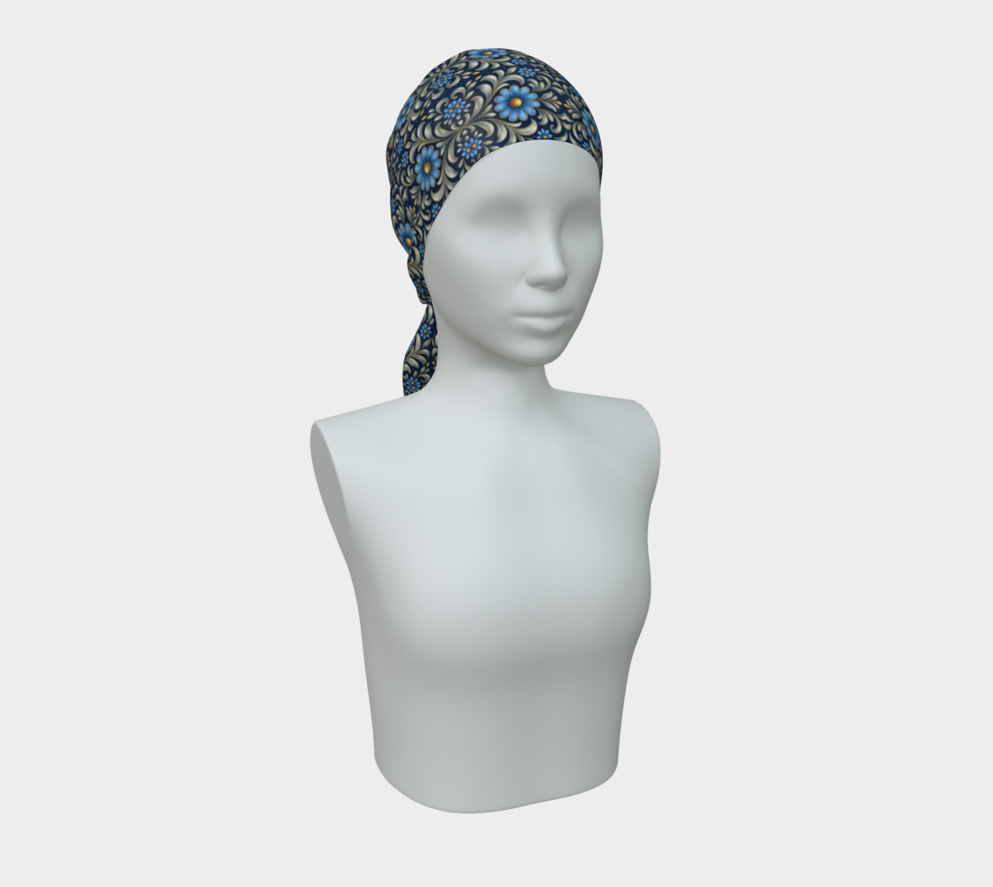 Gilded Navy Azure Bloom 16 x 72 scarf