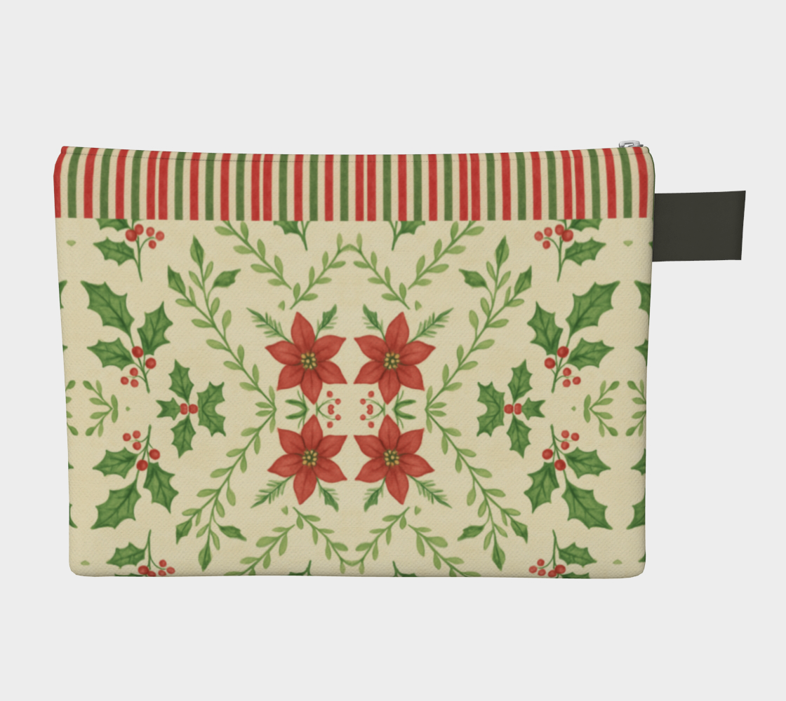 Christmas Allover with Stripes Holiday Zipper Carry-all Bag