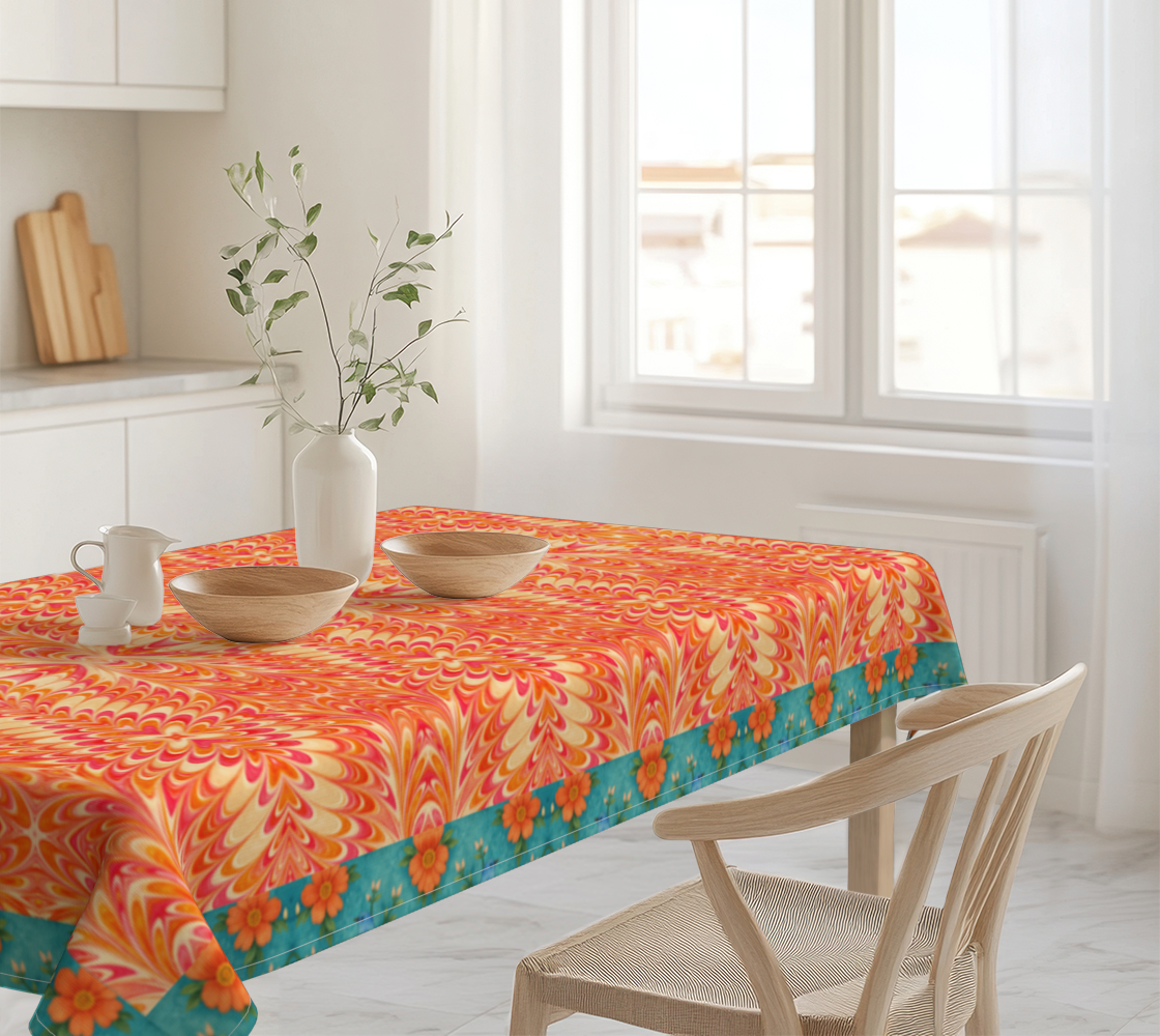 Tangerine Swirl with Border 60 x 90 Tablecloth