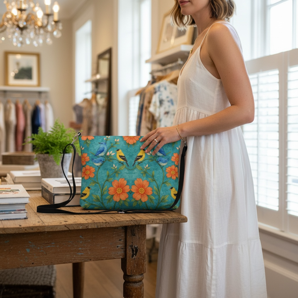 Island Songbird Garden Vegan Leather Crossbody Bag