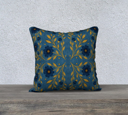 Indigo meadow offset pillow 18 x 18 2