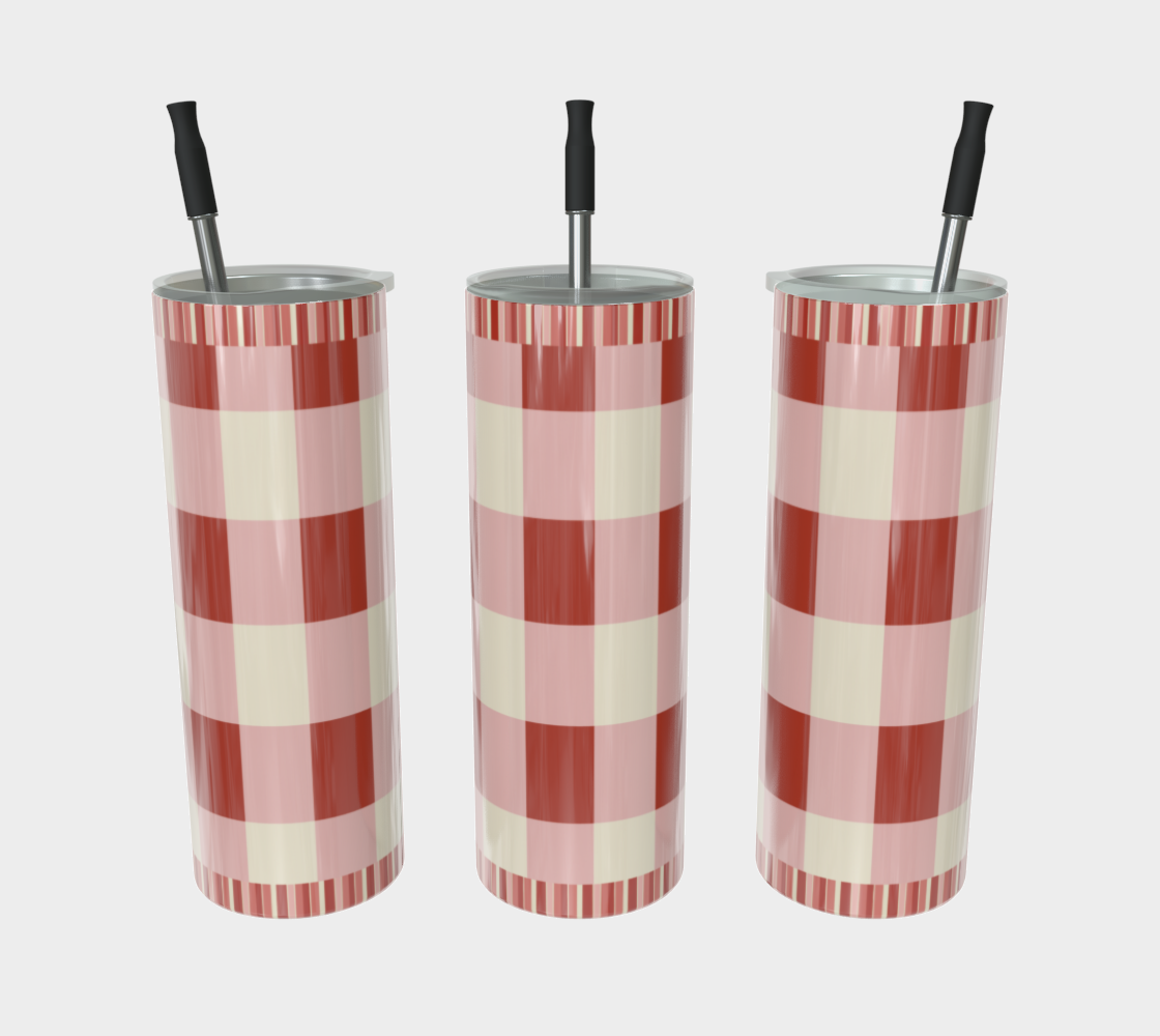 Red Gingham Water Bottle