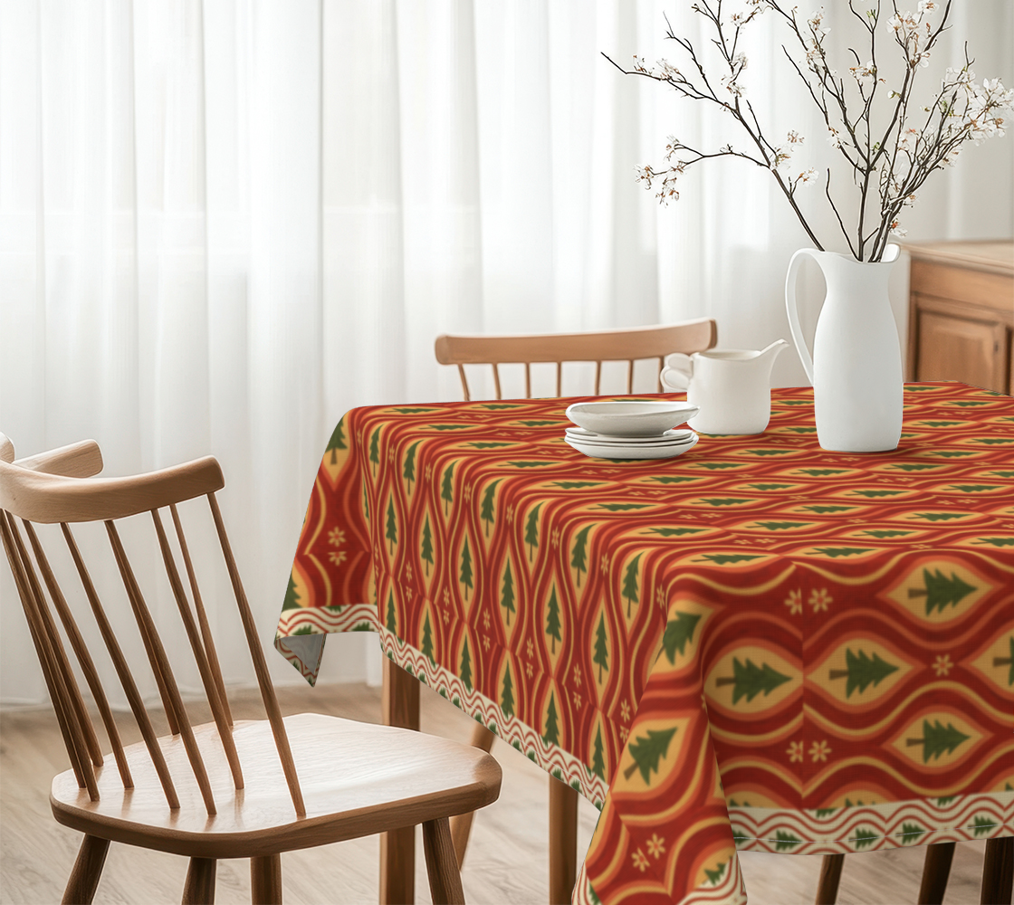 bHearthside Pines banded xmass trees allover #1 60 x 60 tablecloth