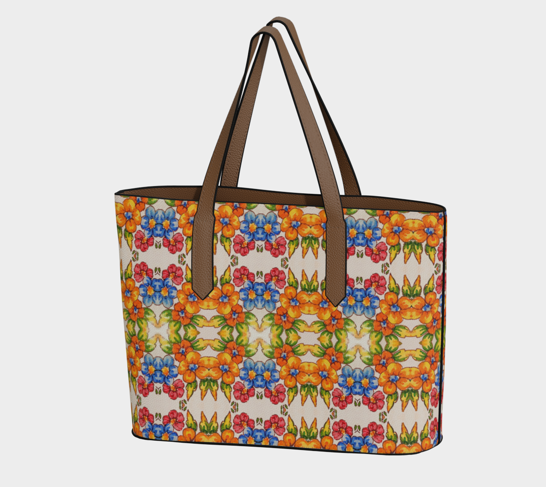 Positano Flowers Vegan Leather Tote Bag