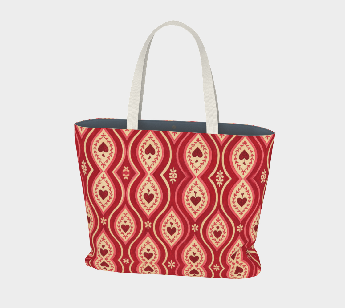 Red Hearts Ikat Tote Bag