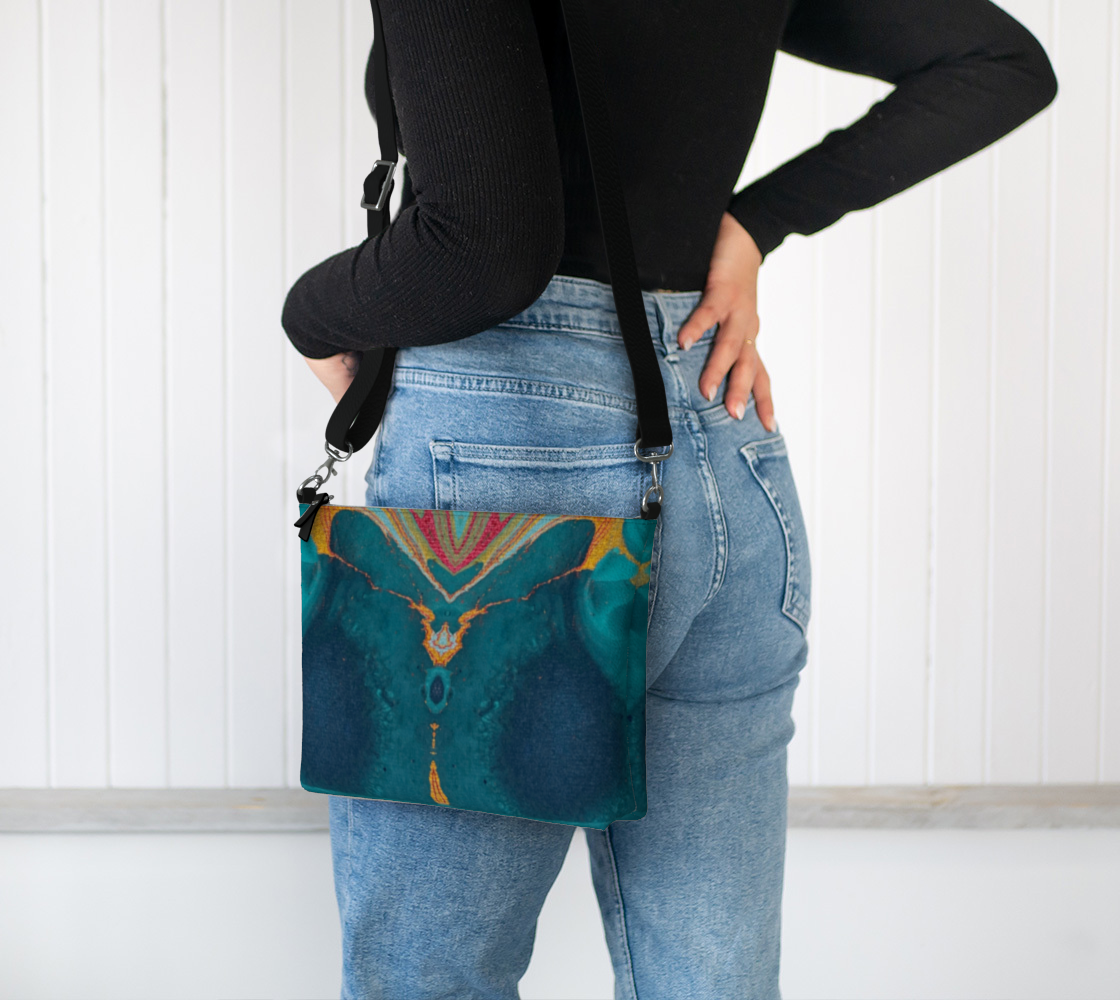 Gilded Peacock Feather Crossbody Bag