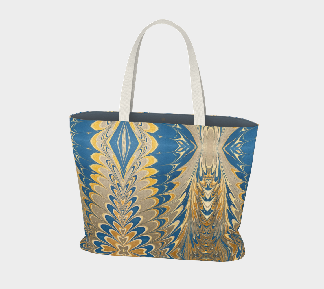 Prussian Blue Swirl Canvas Tote Bag