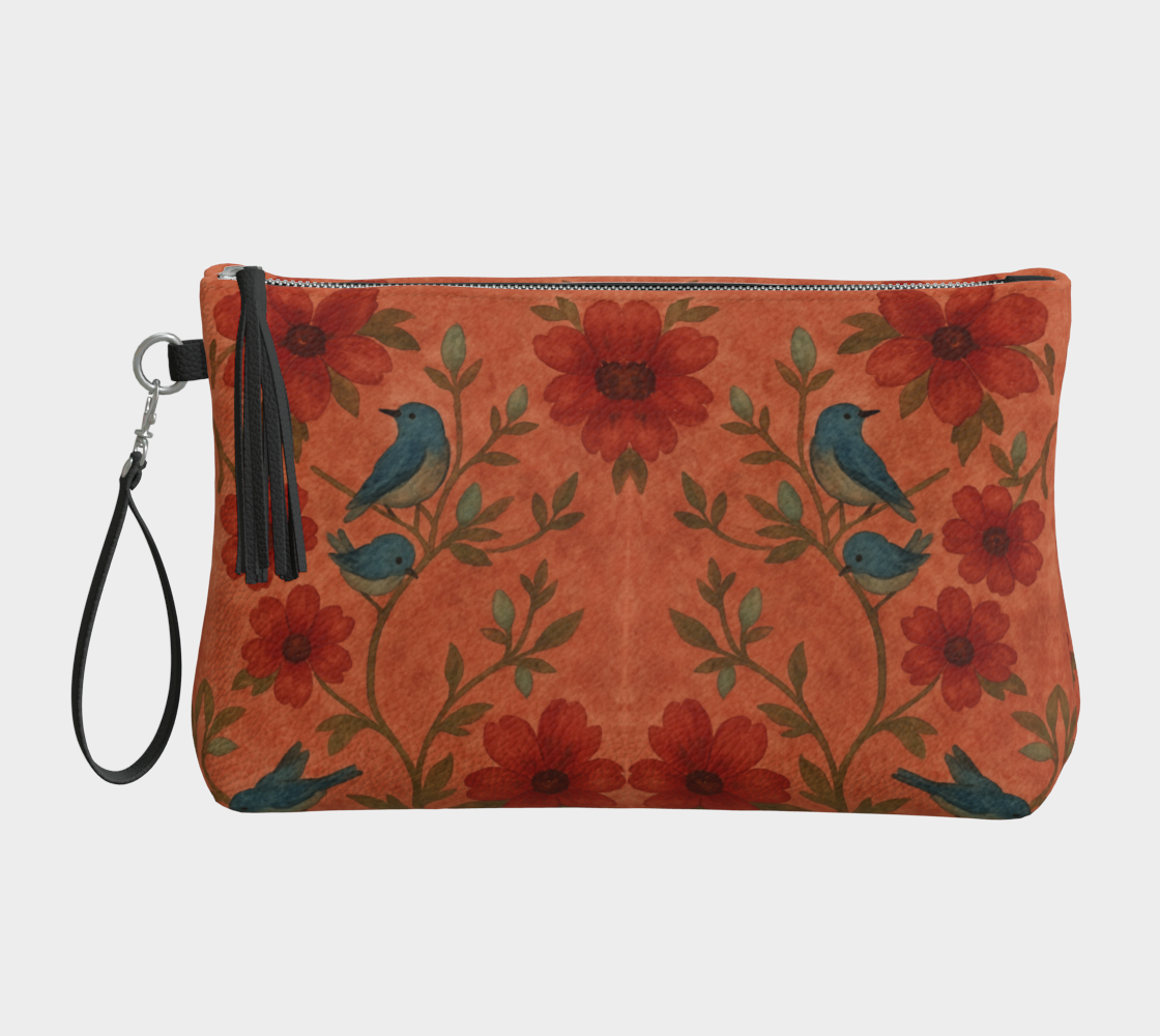 Songbird Bloom Terracotta Clutch Wristlet