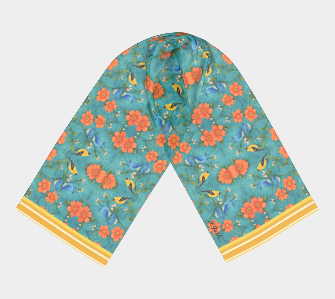 Island Songbird Garden Silk Long Scarf