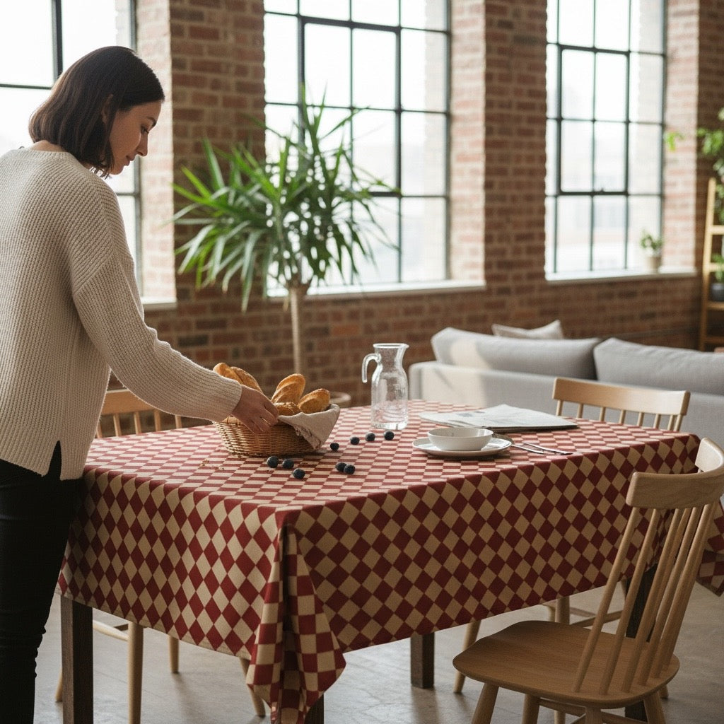 Cranberry Mini Harlequin 60 x 60 Tablecloth