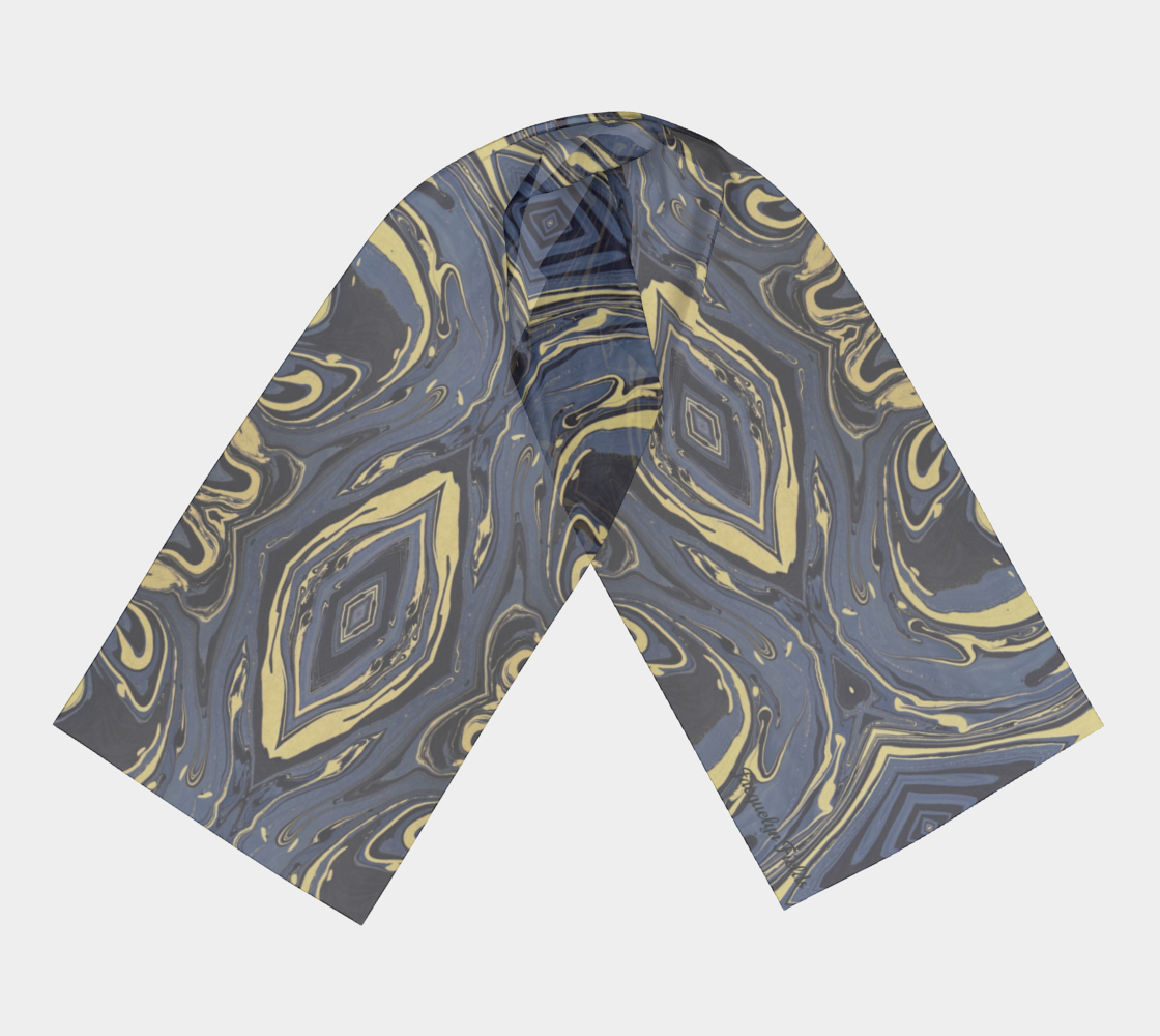 Mendocino Blues Diamond Long Silk Scarf