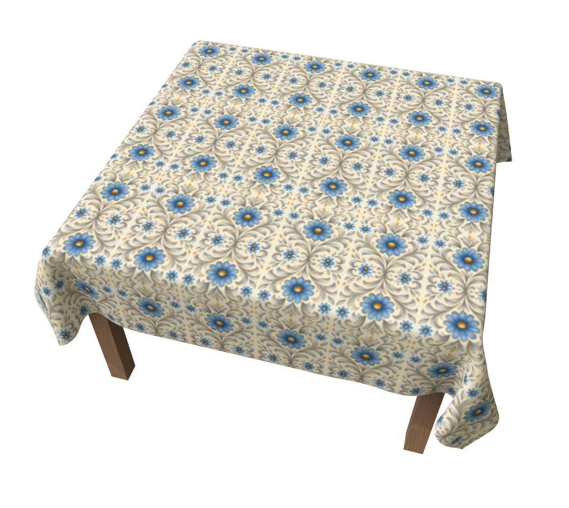 Gilded Azure Bloom 60 x 60 tablecloth